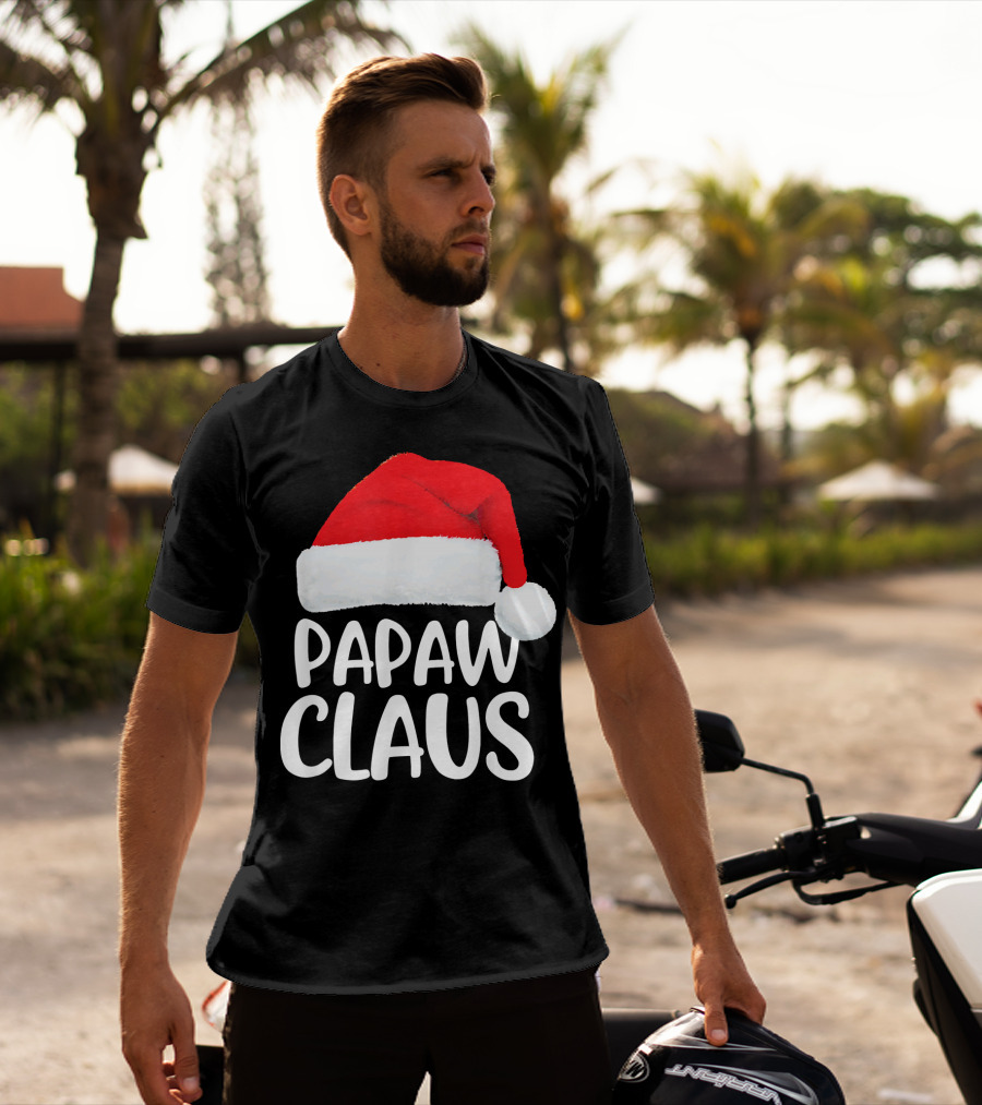 Papaw Claus Red Santa Hat Christmas T-Shirt