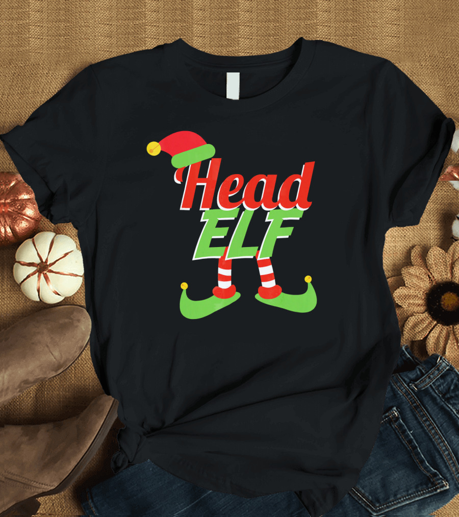Head Elf Christmas Outfit with Hat and Curled Shoes T-Shirt