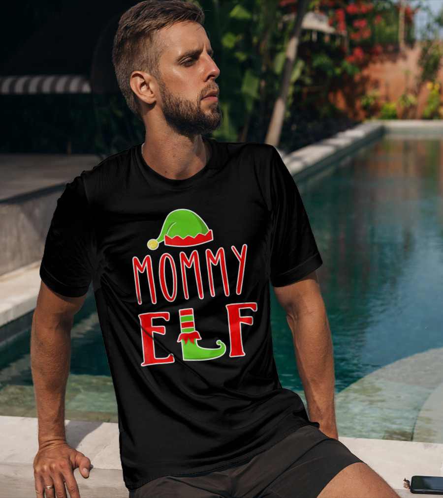 Mommy Elf Christmas Family Matching Hat And Shoe T-Shirt