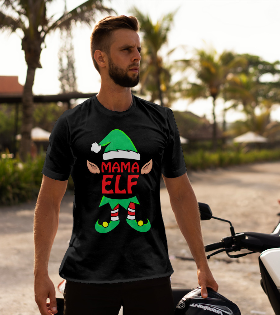 Mama ELF Christmas Family Matching Pajama T-Shirt