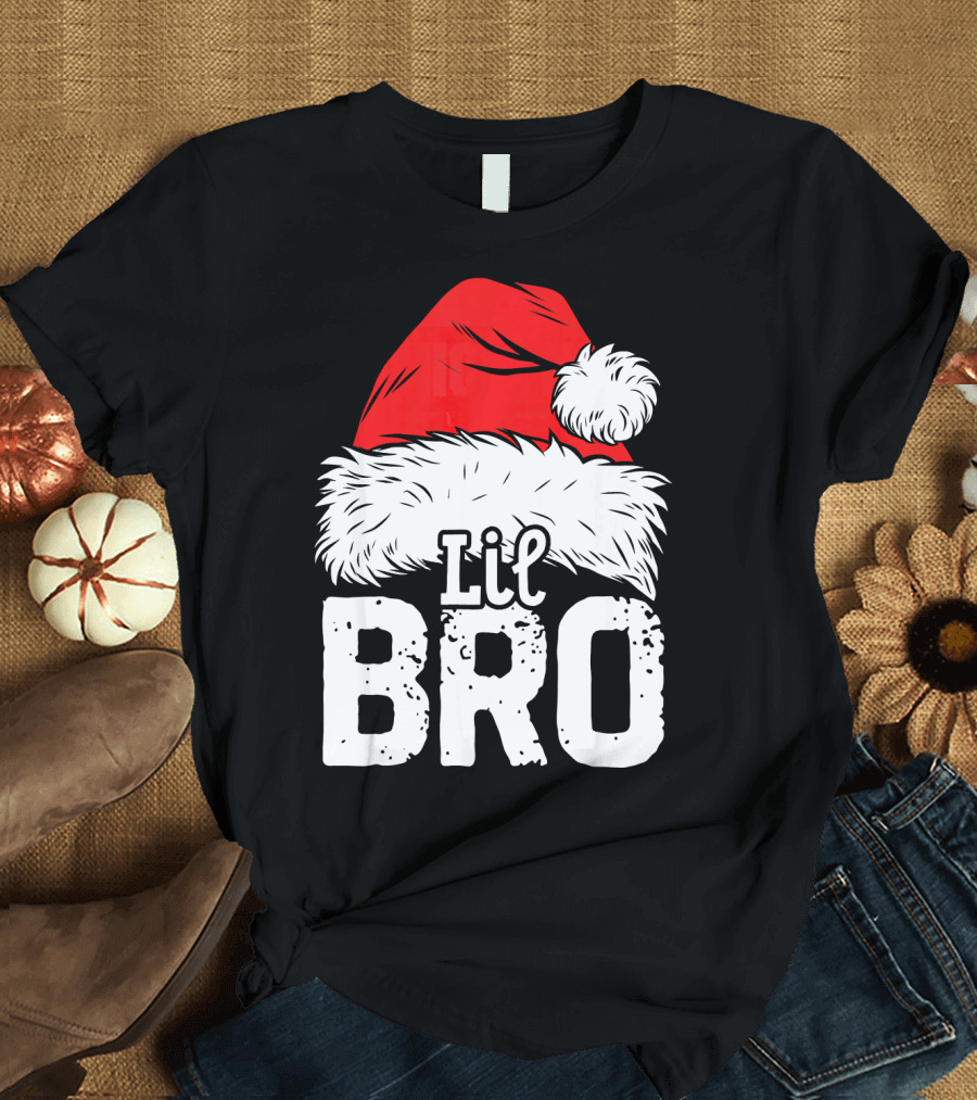 Lil Bro Santa Hat Christmas T-Shirt