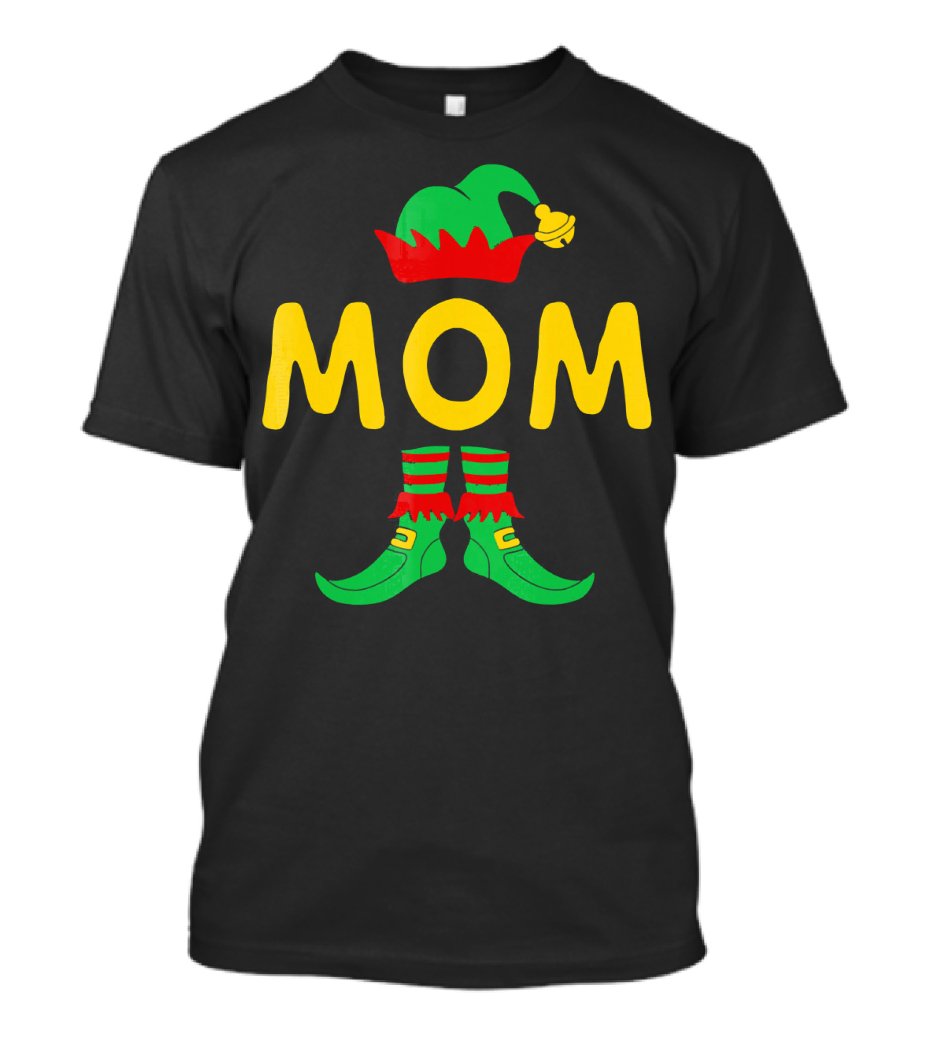 Mom Elf Funny Christmas Family Mat Festive Green And Red T-Shirt