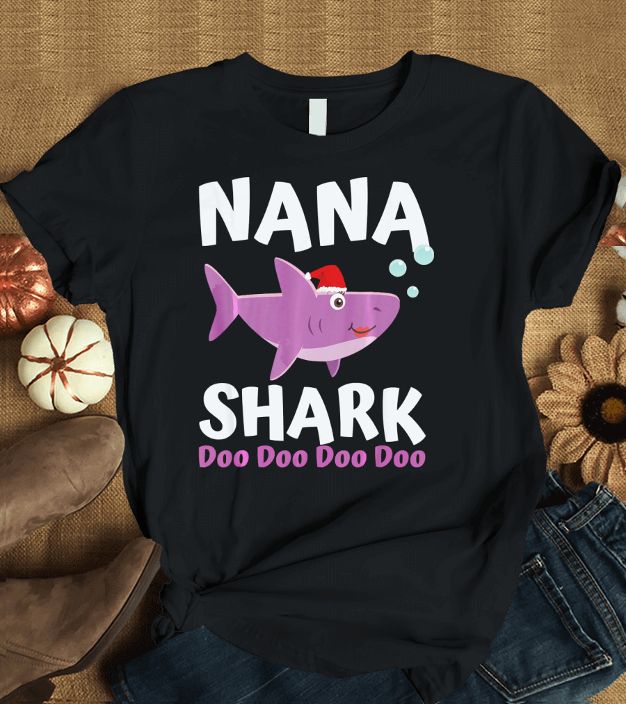 Nana Shark Doo Doo Doo Doo Christmas Santa Hat T-Shirt