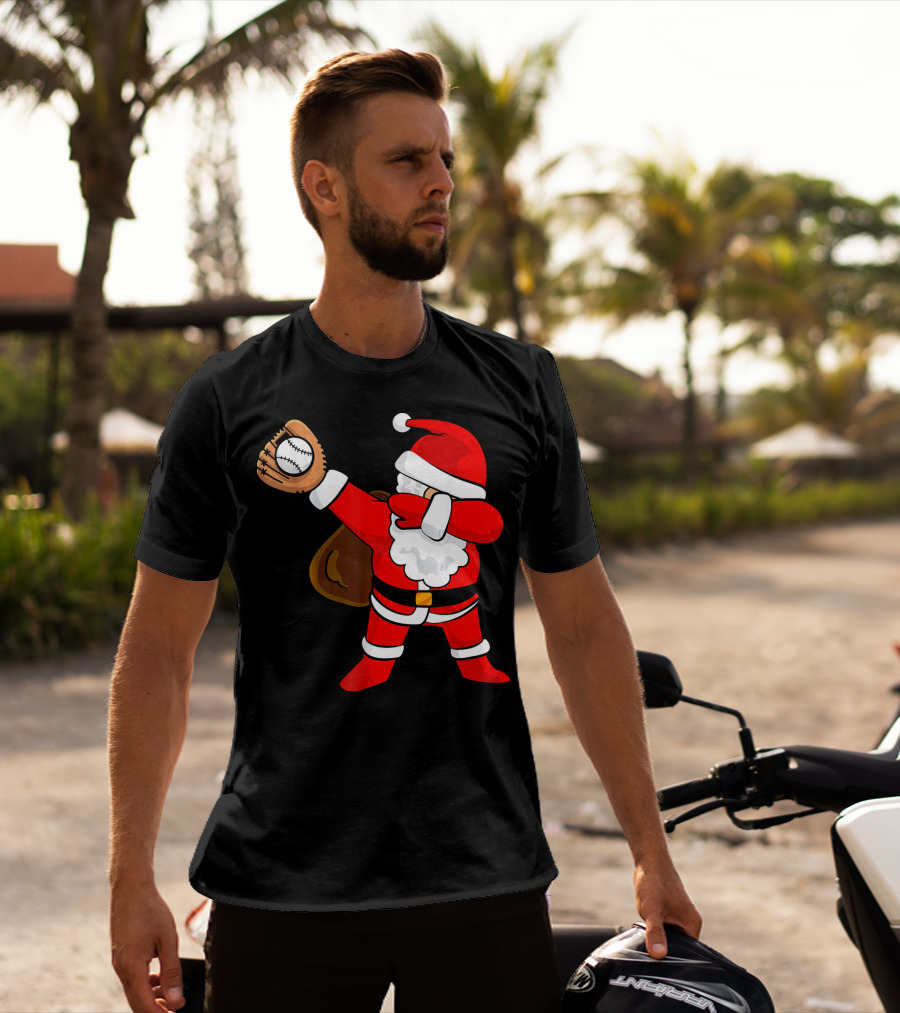 Santa Dabbing With Baseball Glove T-Shirt