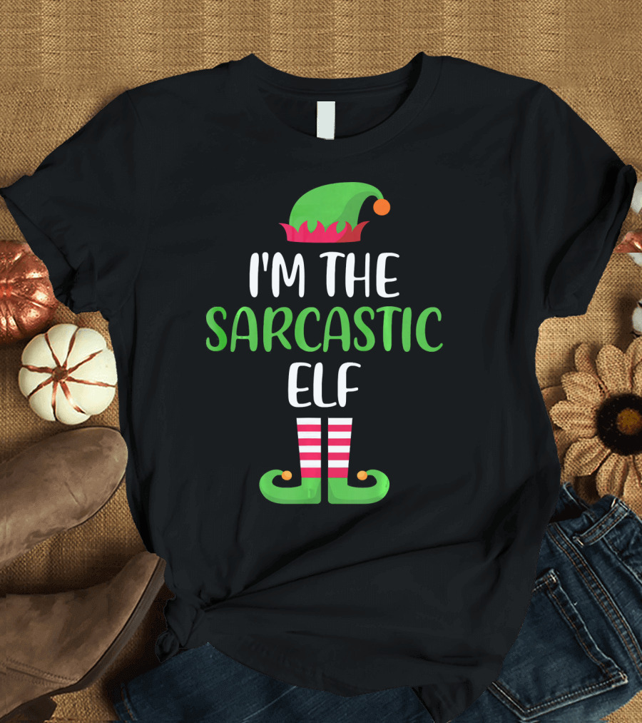 I'm the Sarcastic Elf with Green Hat and Striped Shoes T-Shirt