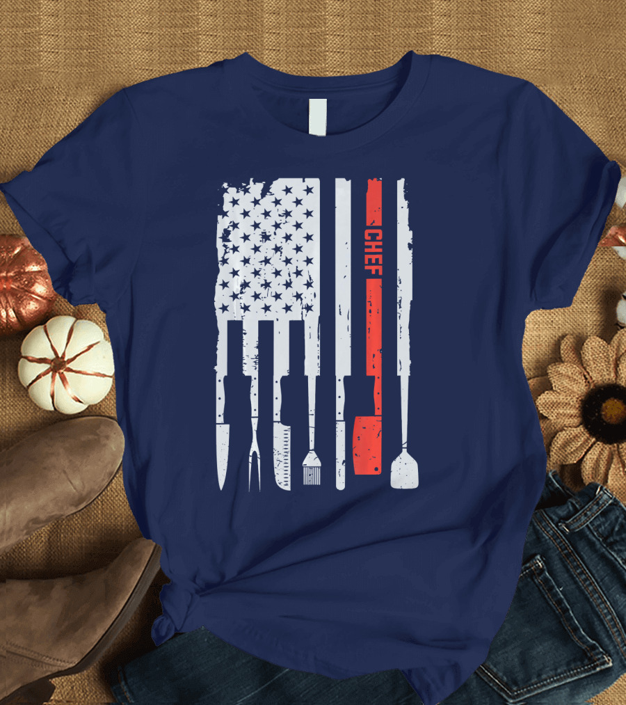 American Flag Baking Tools Chef Humorous Pastry T-Shirt