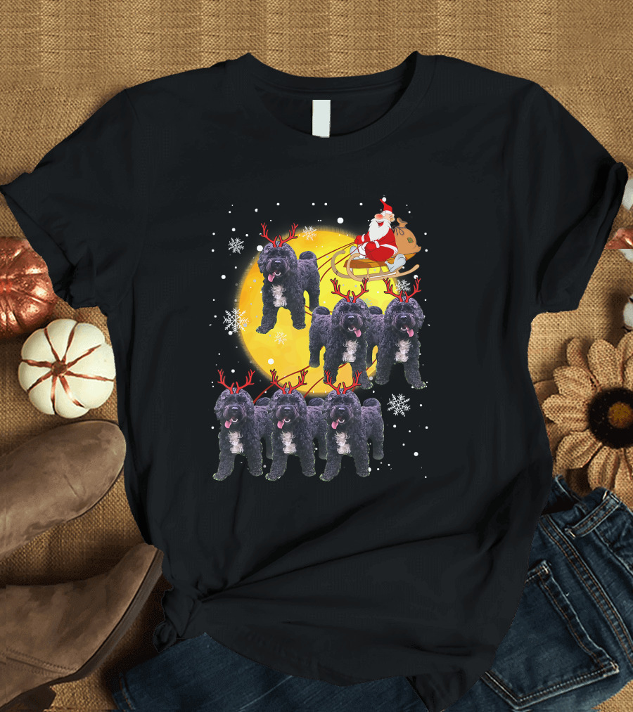 Cockapoo Reindeer Santa Sleigh Christmas Funny Cocka T-Shirt