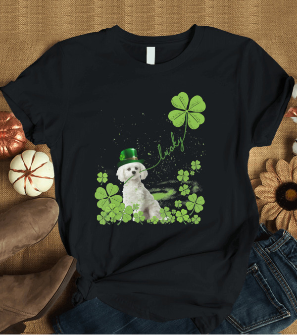 T-Shirt: Lucky Shamrock Maltese Dog St Patrick's Day T-Shirt Lucky Shamrock Maltese Dog St Patrick's Day T-Shirt