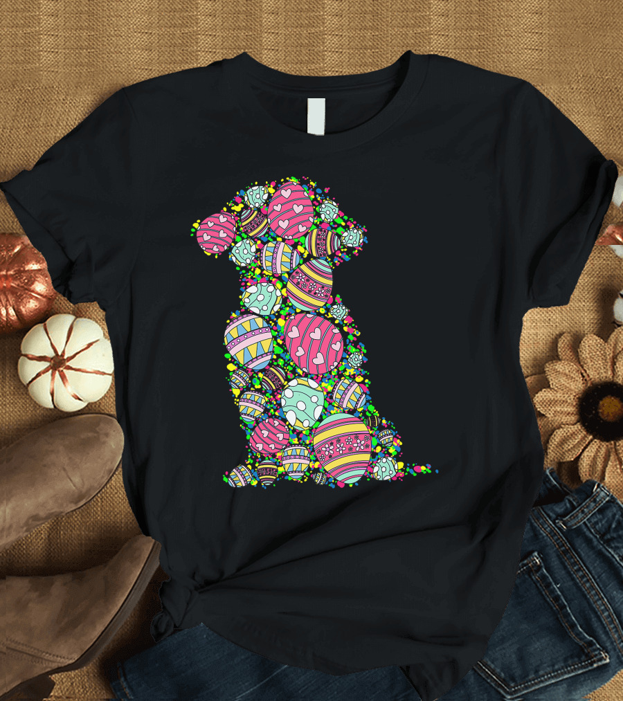 Colors Eggs Shih Tzu Dog Puppy Lover Easter Day Vibrant Festive T-Shirt