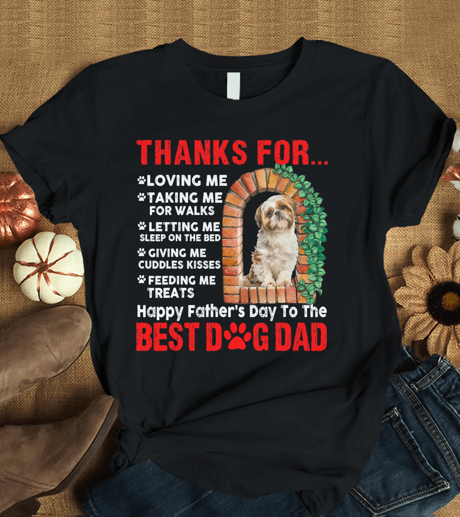 Thanks for Best Dog Dad Cute Shih Tzu T-Shirt