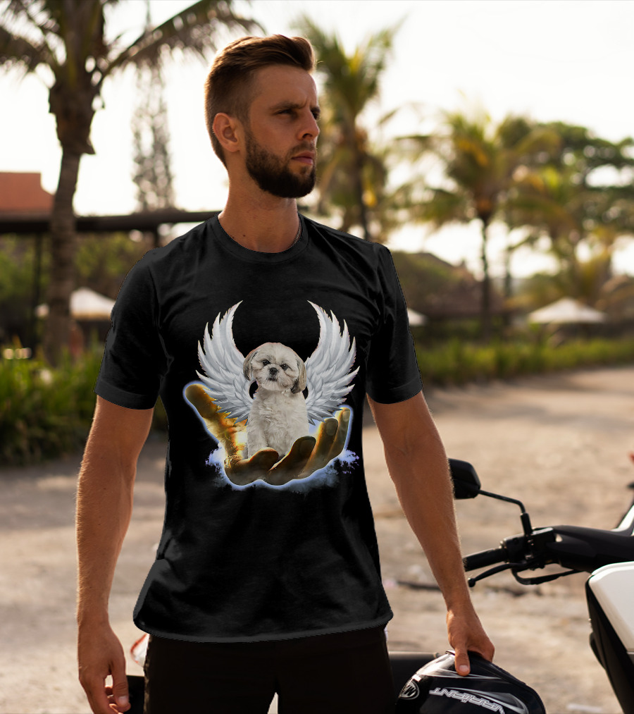 Shih Tzu God Golden Hand Heaven Wings Mens Womens T-Shirt