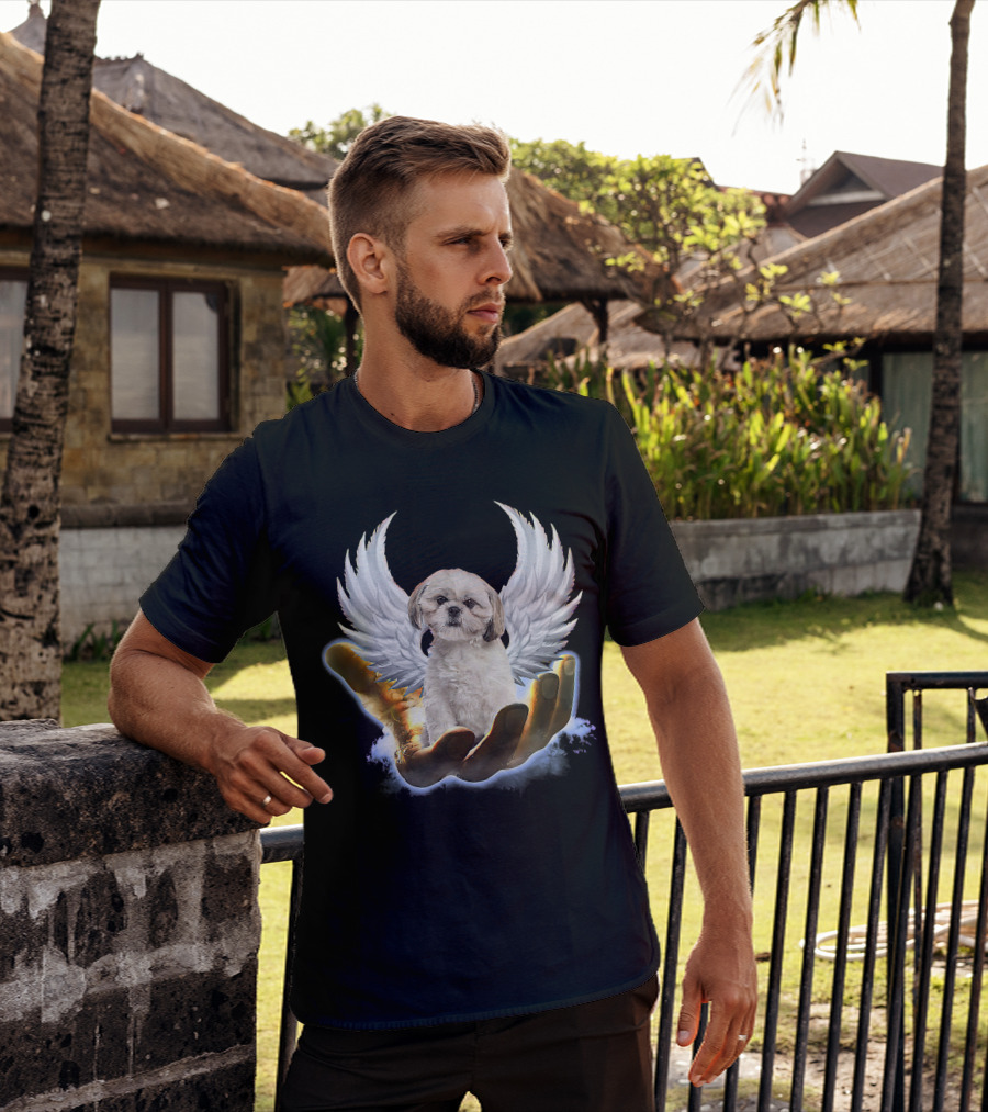 Shih Tzu God Golden Hand Heaven Wings Mens Womens T-Shirt