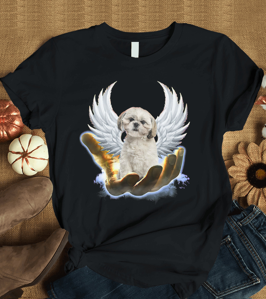 Shih Tzu God Golden Hand Heaven Wings Mens Womens T-Shirt
