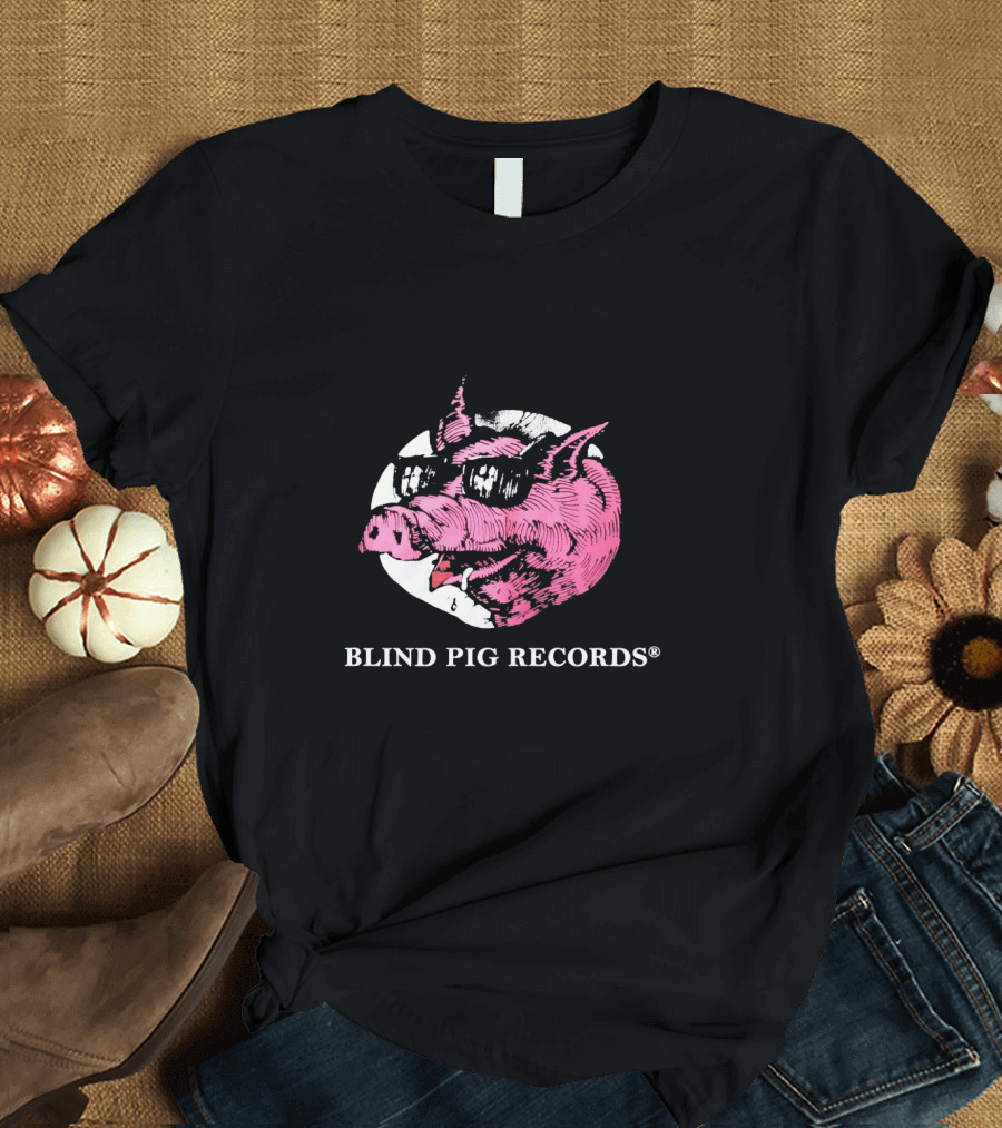 BLIND PIG RECORDS Pink Pig in Sunglasses T-Shirt