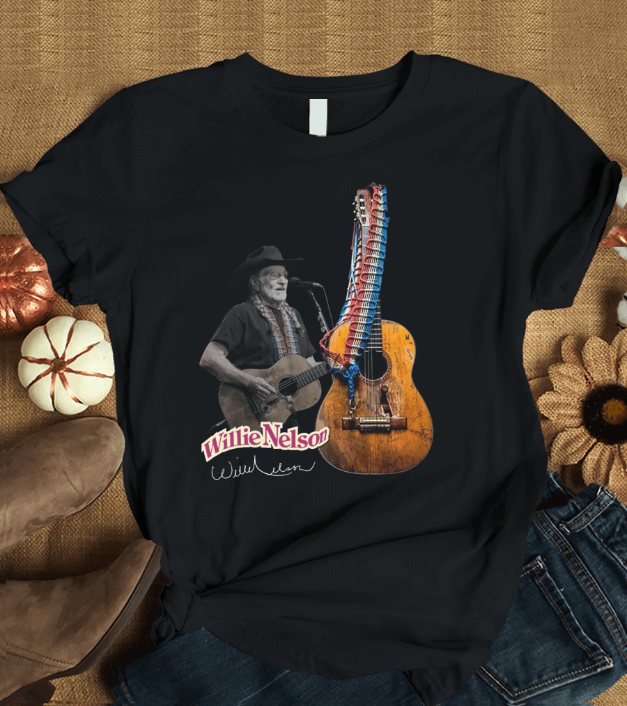 Willie Nelson Signature Guitar and Image T-Shirt