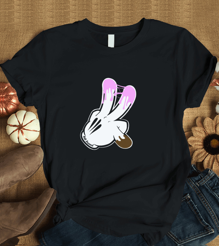 Two in the Pink One in the Stink Hand Gesture with Pink and Brown Drips T-Shirt