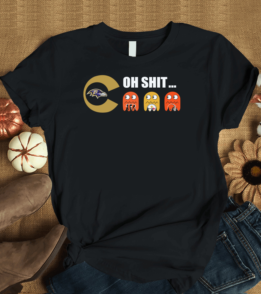 Baltimore Ravens Pacman Steelers Browns Bengals Oh Shit T-Shirt