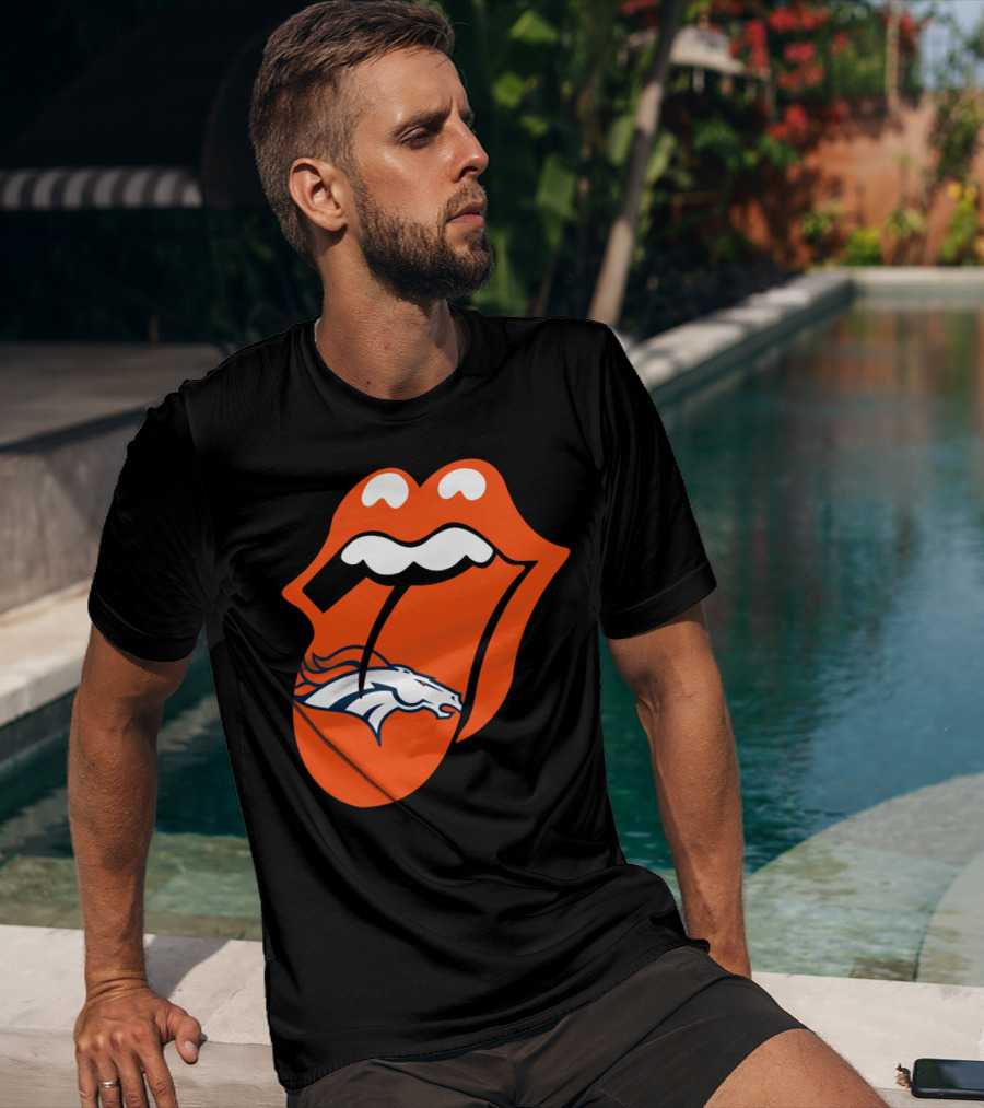 Denver Broncos Rolling Stones Tongue Logo Fusion T-Shirt