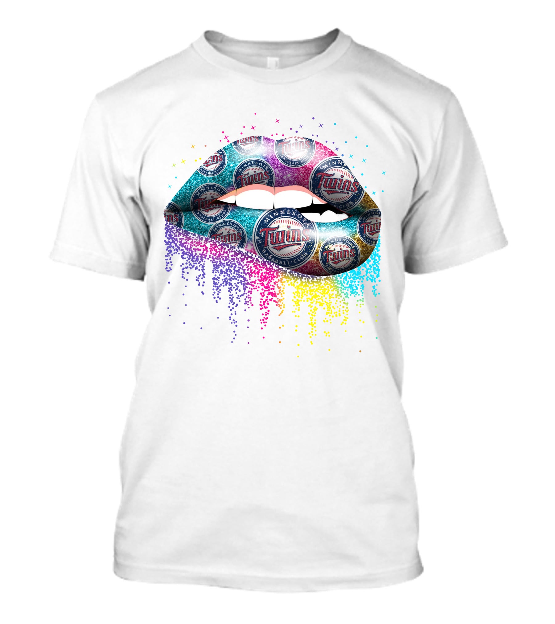 Minnesota Twins Lips Rainbow Glitter Fan T-Shirt