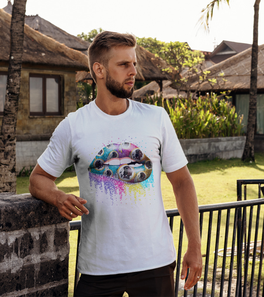 Lip Redskins Washington Football Team Colorful Art T-Shirt