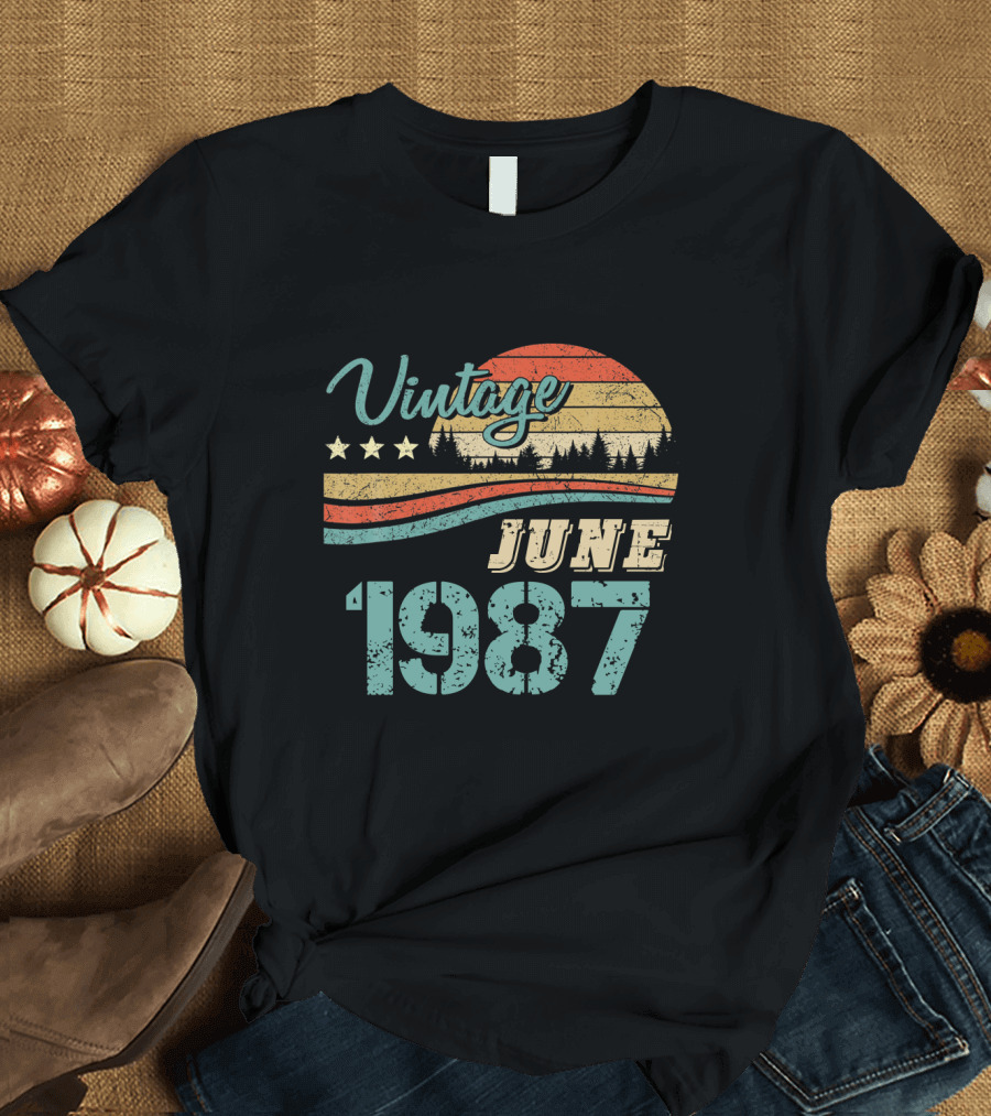 Vintage June 1987 Sunset Forest Stars T-Shirt