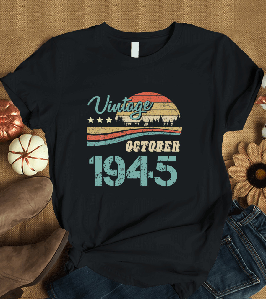 Vintage October 1945 Sunset Forest Scene T-Shirt