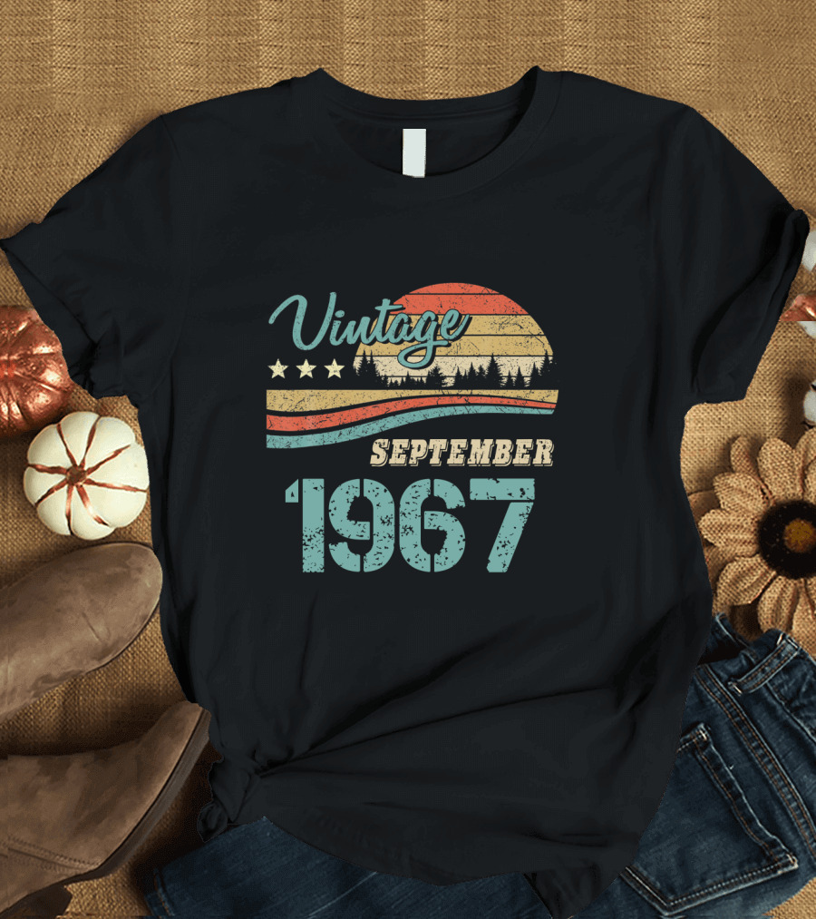 Vintage September 1967 Retro Sunset Pines T-Shirt