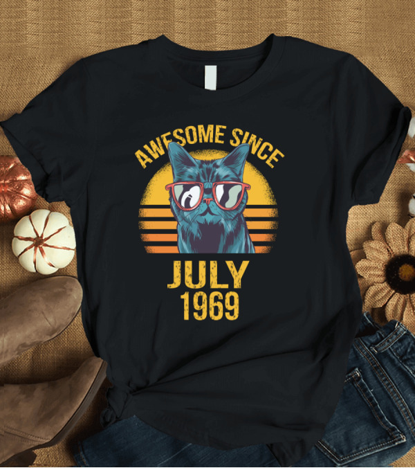 T-Shirt: Awesome Cat Dad Ever Since July 1969 T-Shirt Awesome Cat Dad Ever Since July 1969 T-Shirt