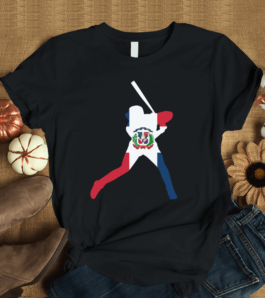 Dominican Republic Flag Baseball Player T-Shirt