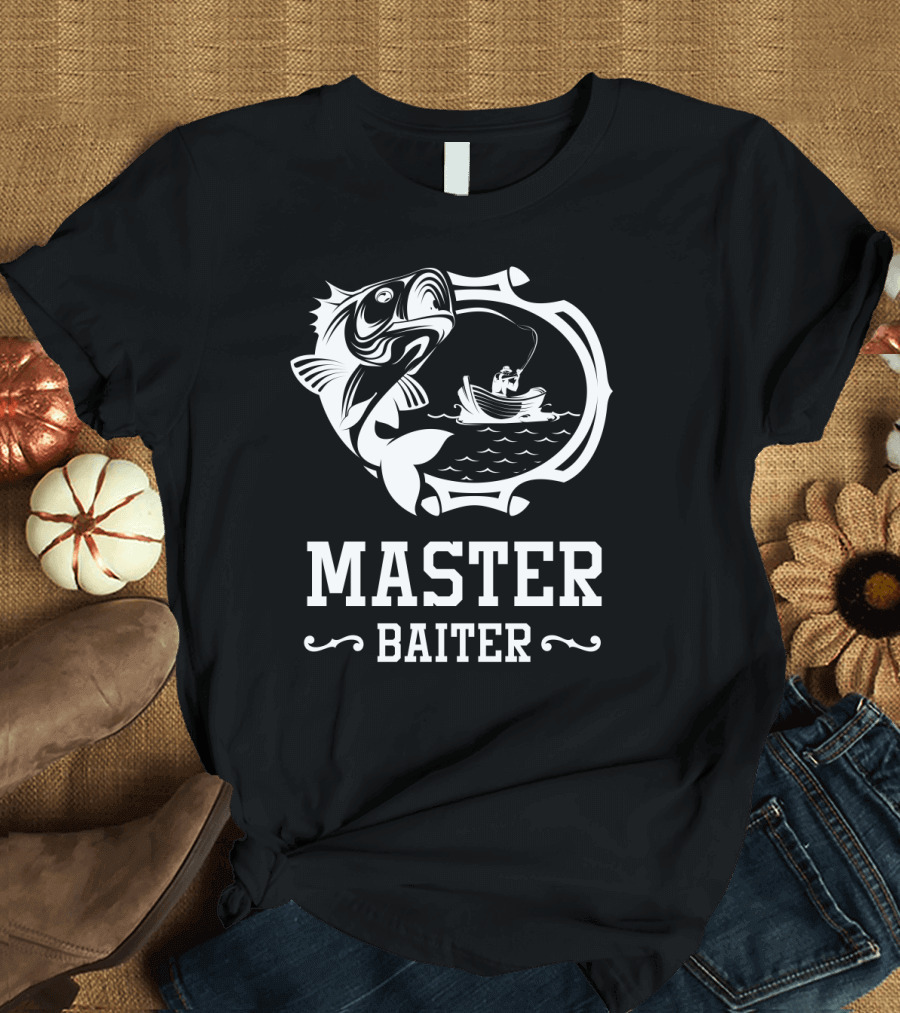 Master Baiter Fishing Big Catch Boat Scene T-Shirt