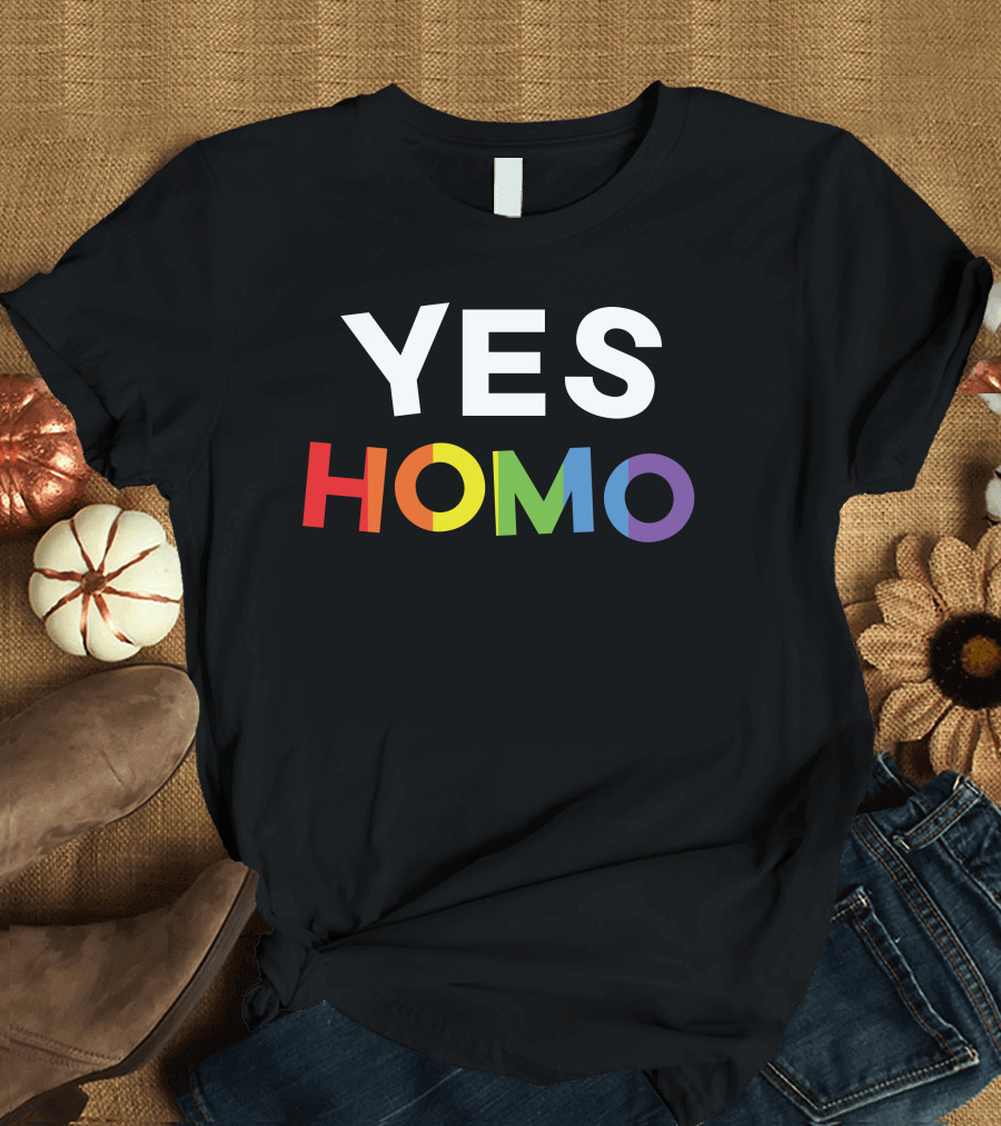 YES HOMO Gay Pride Rainbow Colors T-Shirt