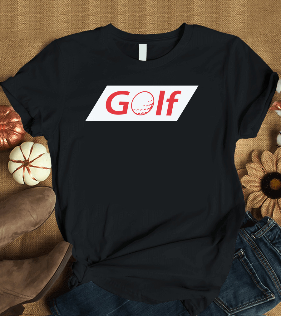 Golf Diagonal Red Text with Golf Ball T-Shirt