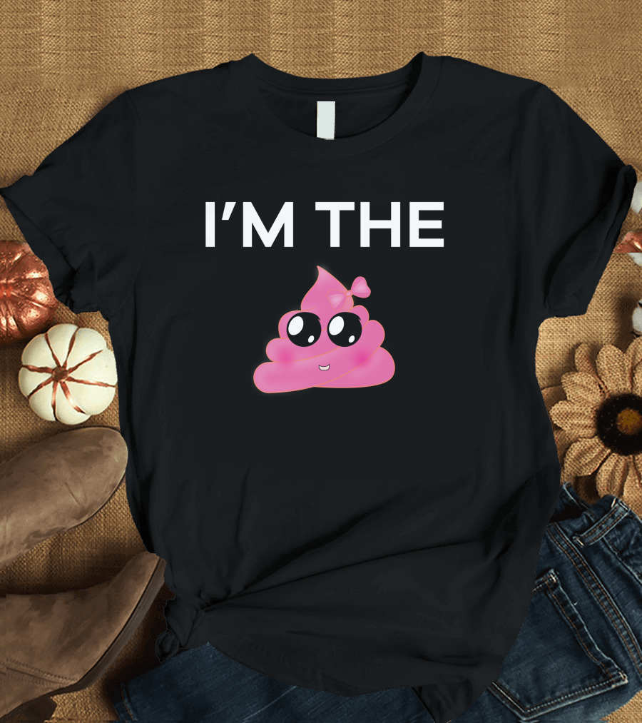 I'm The Sh it Funny Poop Emoji Emoticon Pink Girl Bow T-Shirt