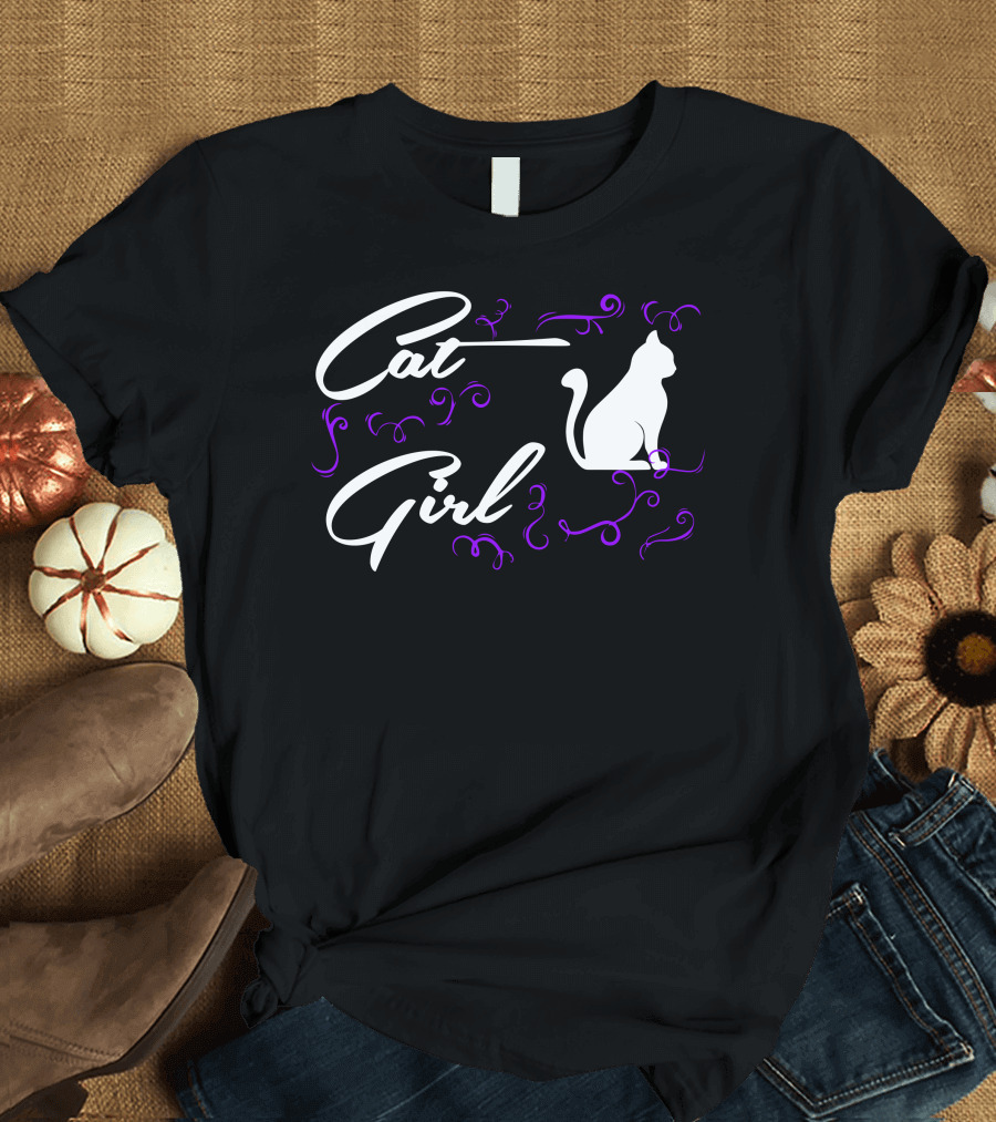 Cat Girl Whimsical Cat Lovers T-Shirt