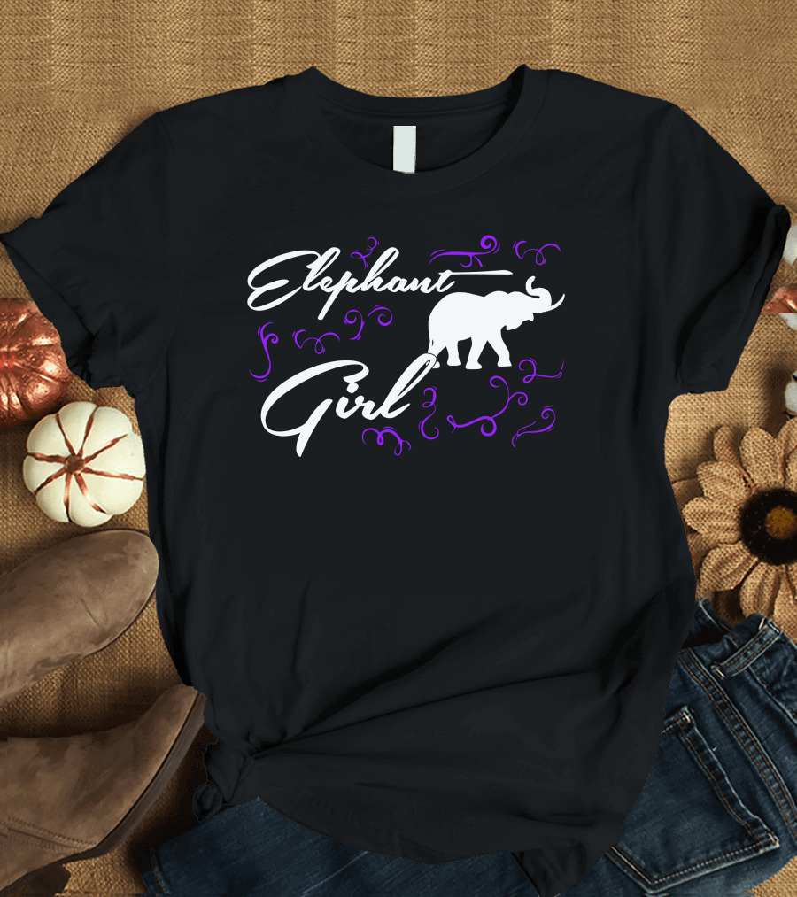 Elephant Girl Elephant Riding Lovers with Swirls and Elephant T-Shirt