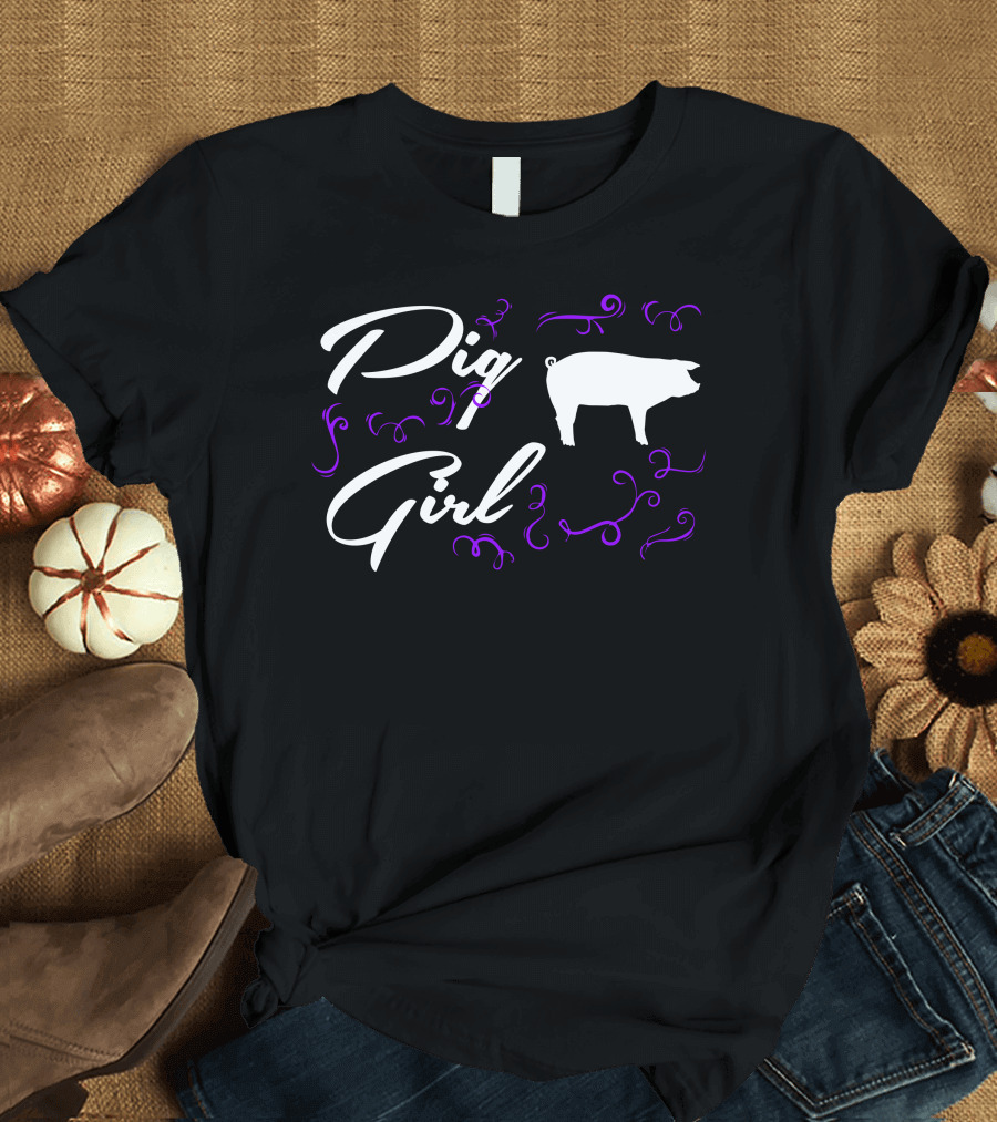 Pig Girl Pig Riding Lovers Pig Girl Swirls T-Shirt
