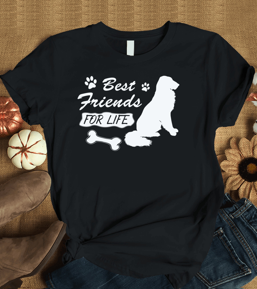 Best Friends For Life Dog Paw Print Bone T-Shirt