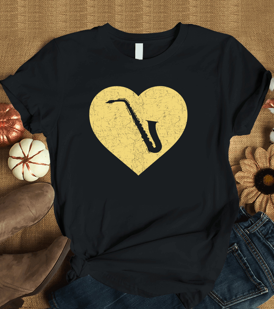 I Love Saxophone Heart Jazz Funny Marching Band T-Shirt
