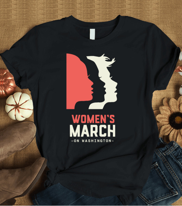 T-Shirt: Women's March on Washington Protest Female Silhouette Profile T-Shirt Women's March on Washington Protest Female Silhouette Profile T-Shirt