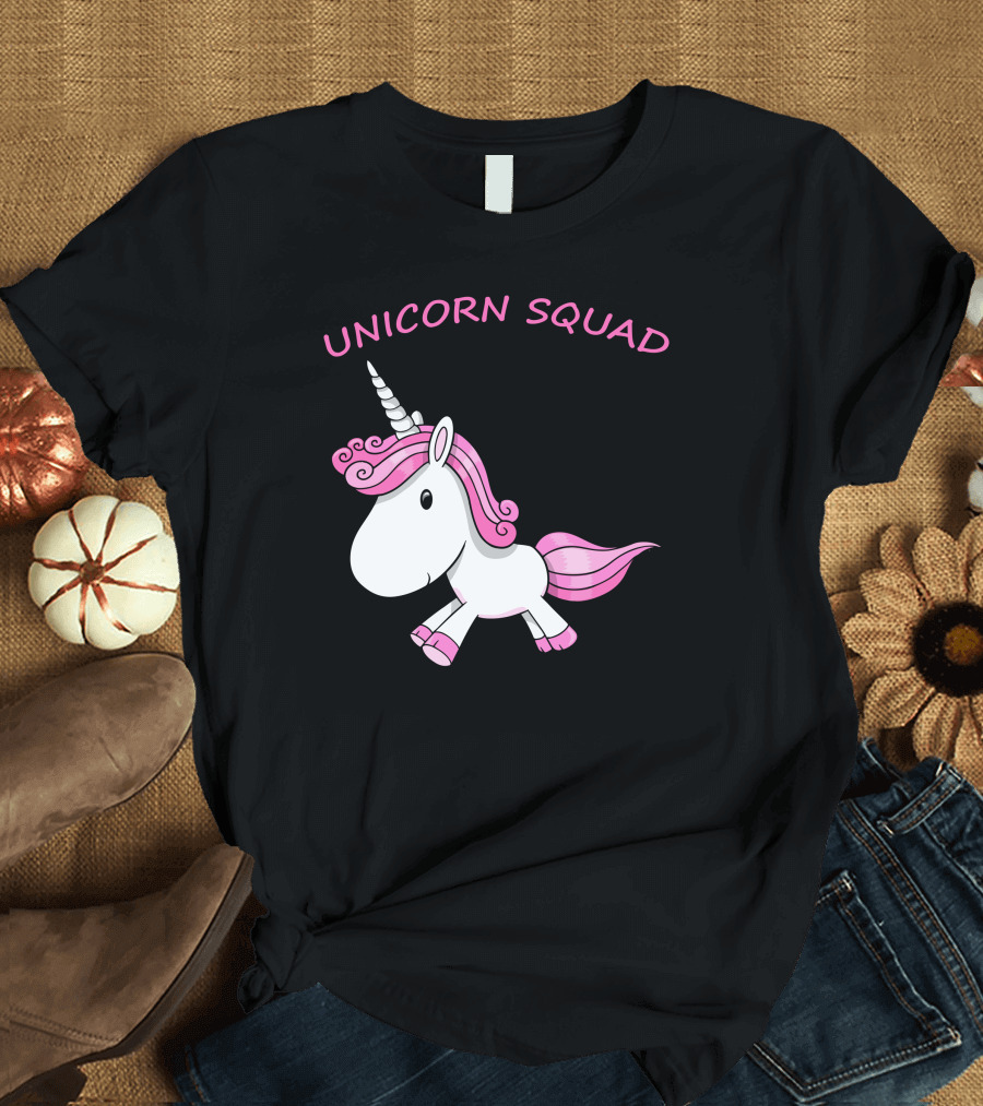 Unicorn Squad Cute Funny Unicorn With Pink Mane and Tail T-Shirt