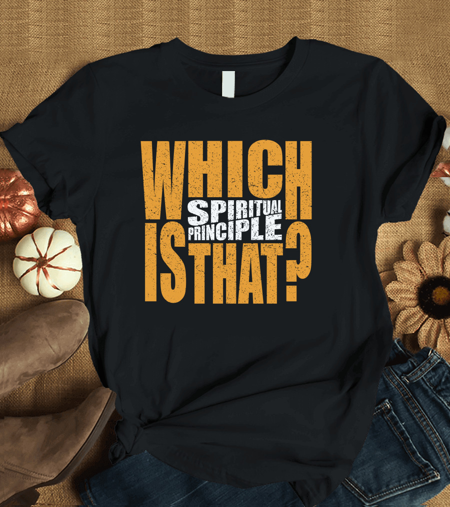 Which Spiritual Principle Is That Celebrate Recovery NA Text Bold Yellow White T-Shirt