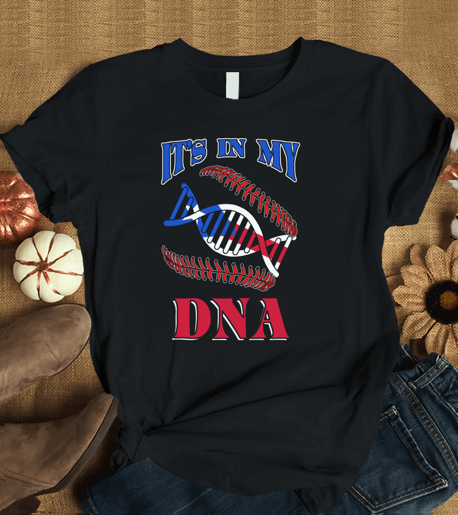 Puerto Rico Baseball DNA PR Boricua Flag It's in My DNA Borinquen T-Shirt