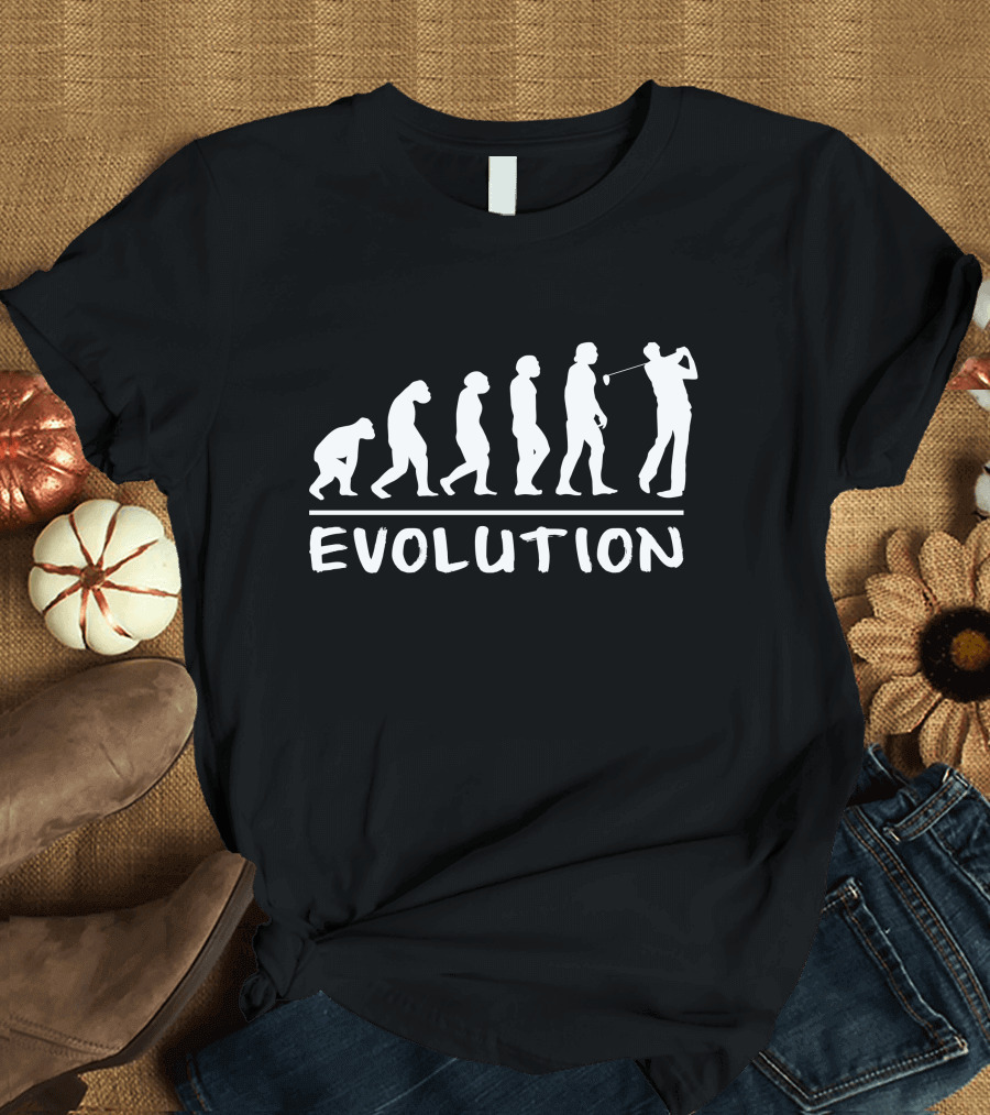 Golf Evolution Funny Golfer Humor Silhouette Transformation T-Shirt