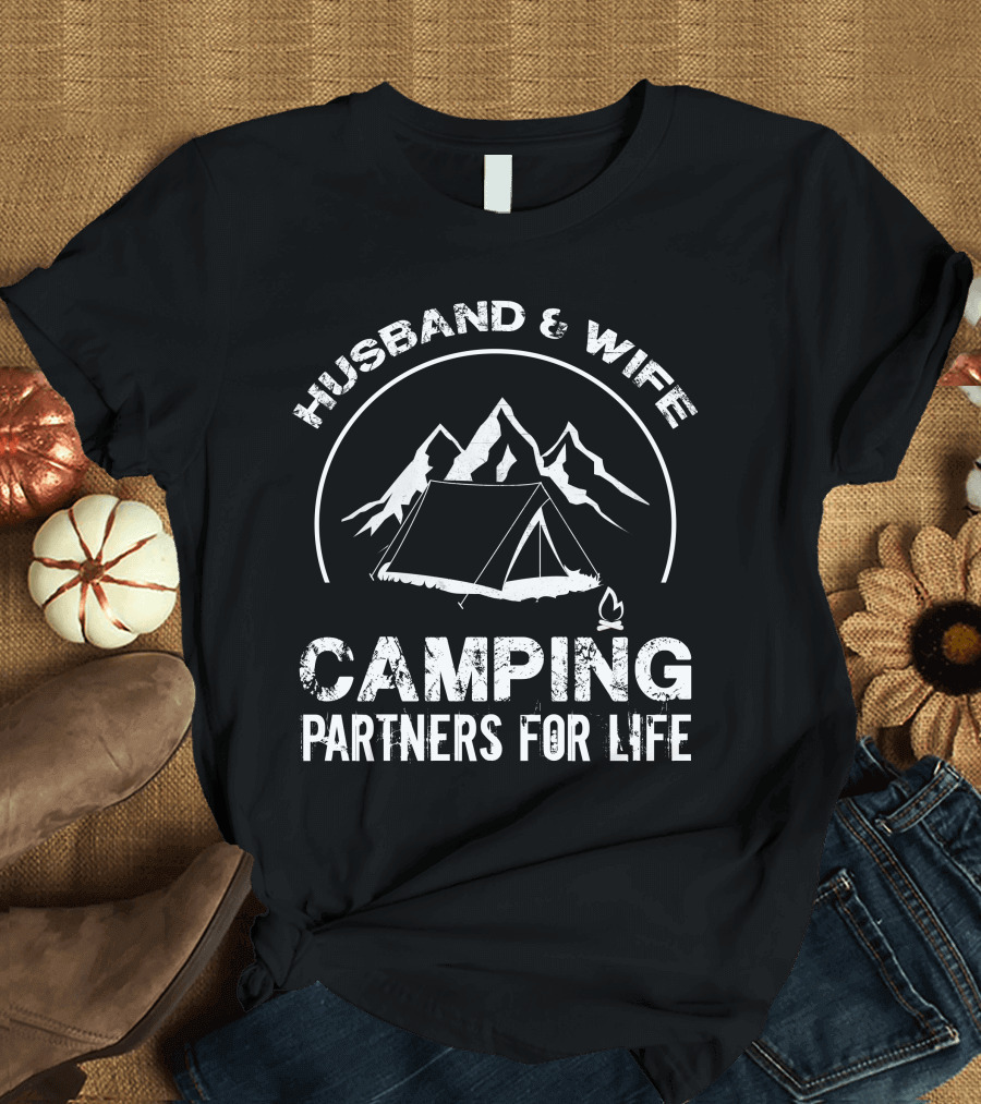 Husband and Wife Camping Partners For Life T-Shirt