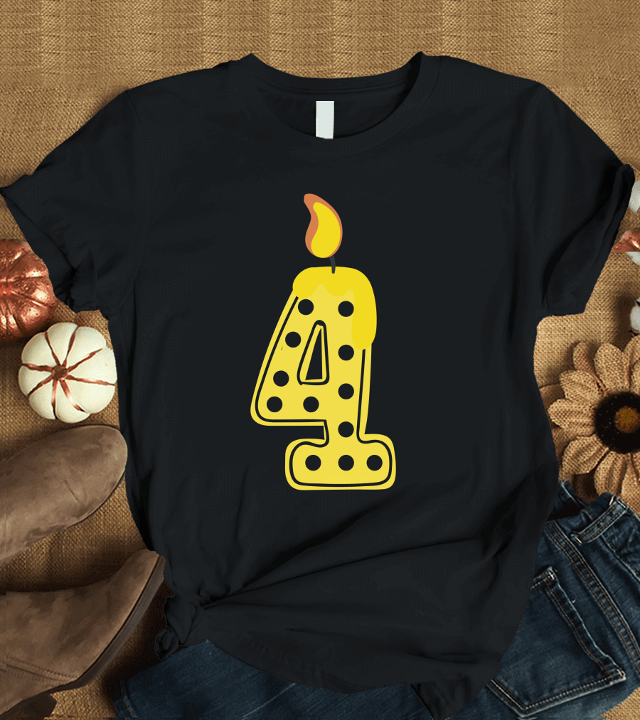 I'm 4 Four Years Old Birthday Candle Number 4 T-Shirt