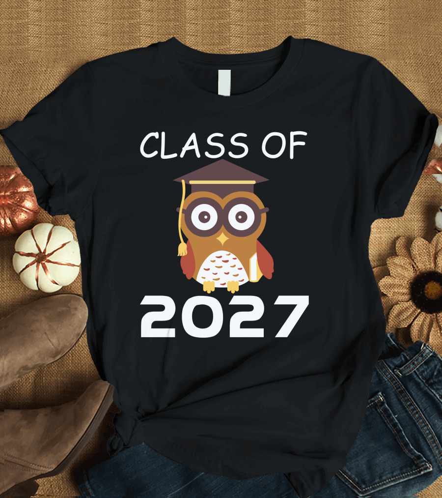 Class of 2027 Owl with Graduation Cap T-Shirt